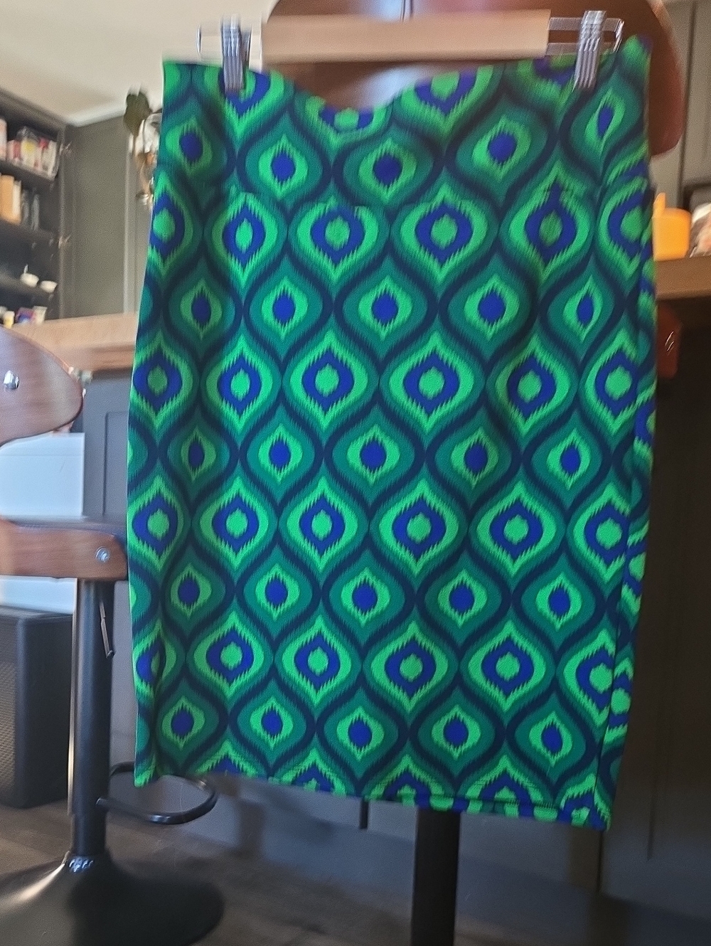 LuLaRoe Green and Blue Geometric Pencil Skirt